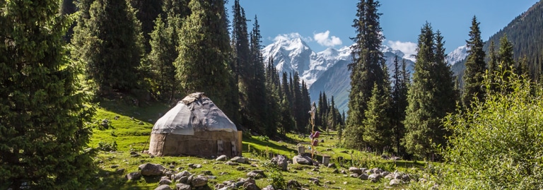 Kyrgyzstan study abroad yurt mountain.
