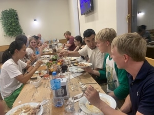 Meeting friends and peers in Kazakhstan.