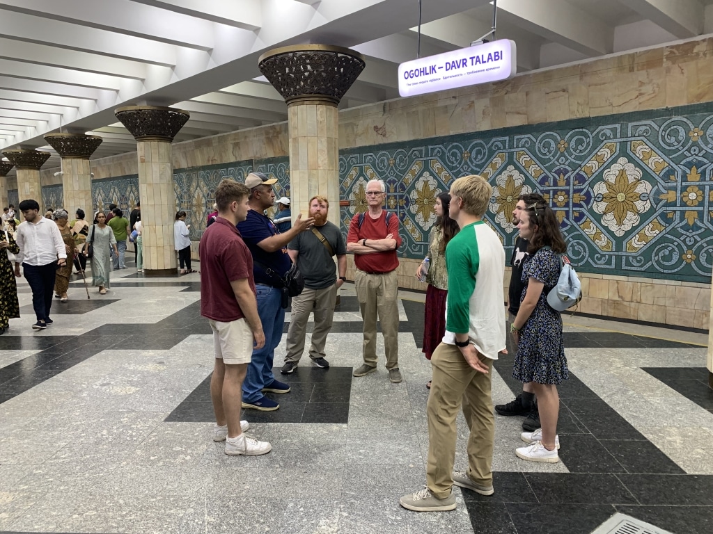 Exploring the Tashkent metro.