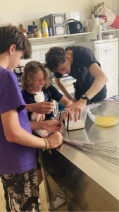Baking cookies with my students at the Swiss camp