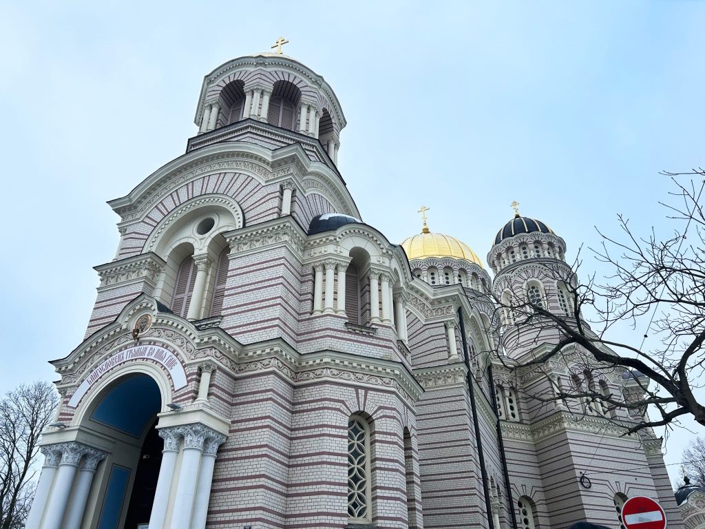 Visiting the Orthodox Nativity of Christ Cathedral in Riga.