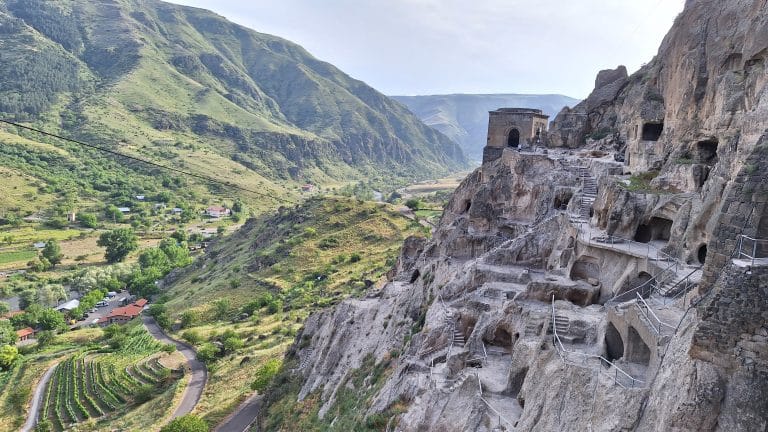 Georgia ancient structures above a valley.