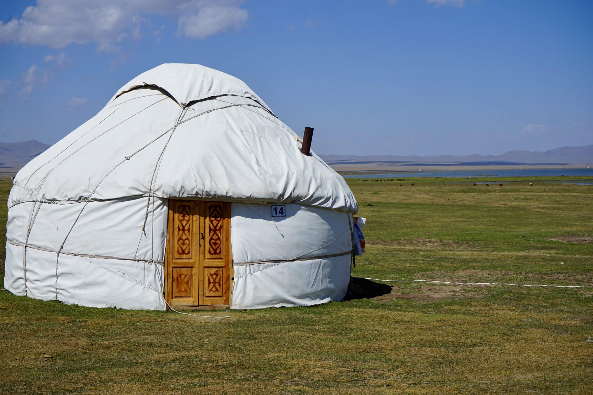 A yurt stands at song kul.