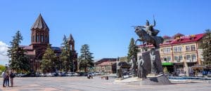 Holy Saviour Church and Vardan Mamikonian statue in Vartanants Square