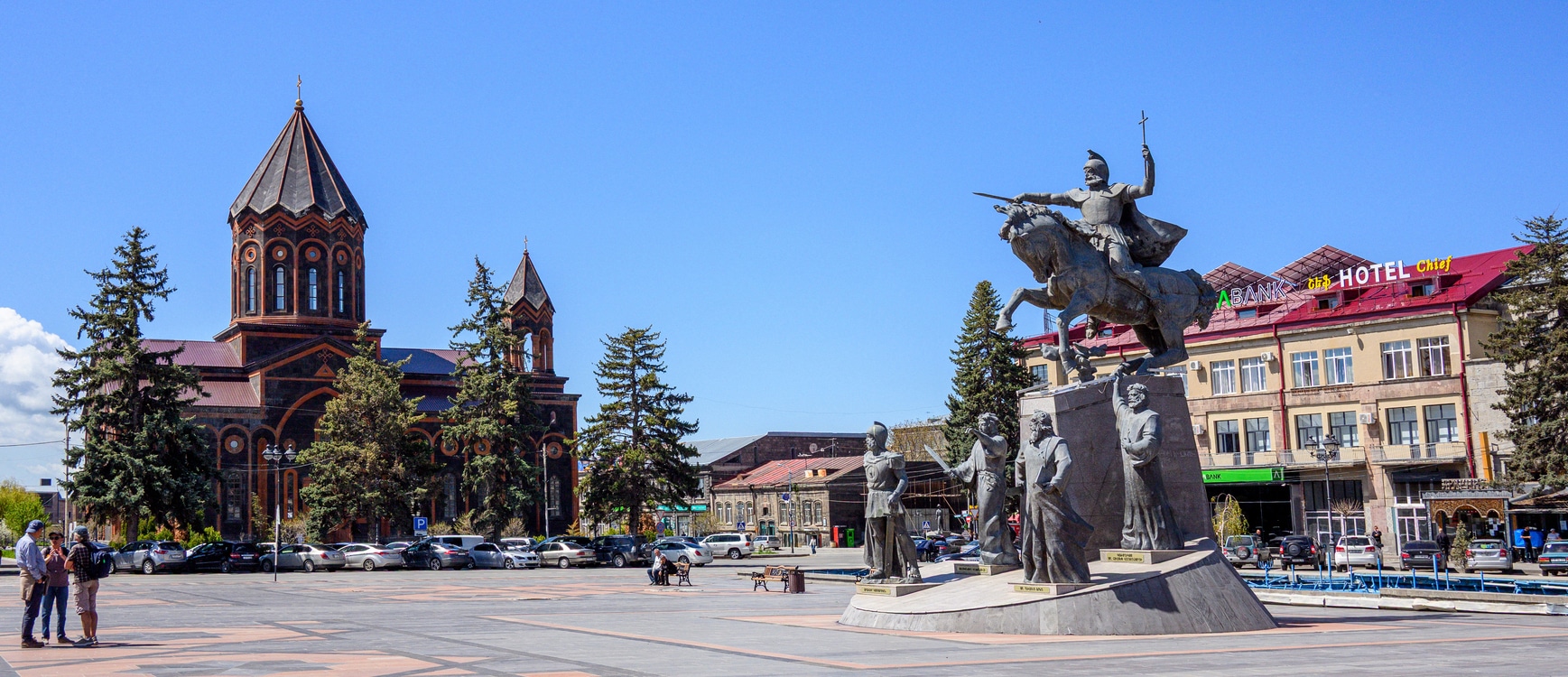Holy Saviour Church and Vardan Mamikonian statue in Vartanants Square