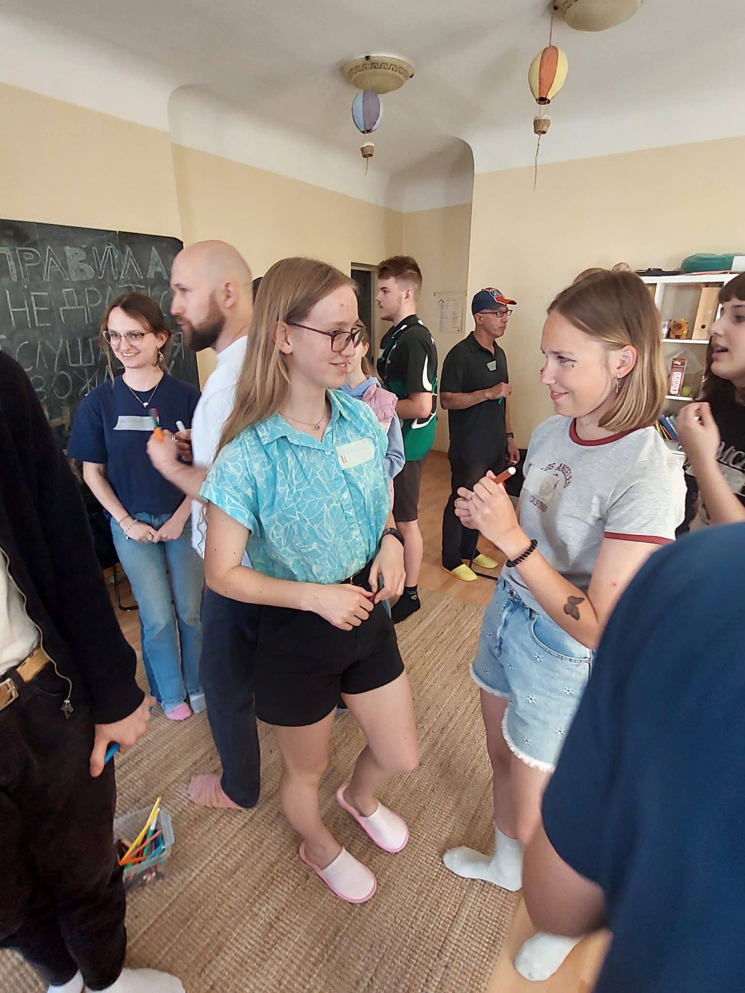 Students meeting locals and speaking Russian in Riga, Latvia.