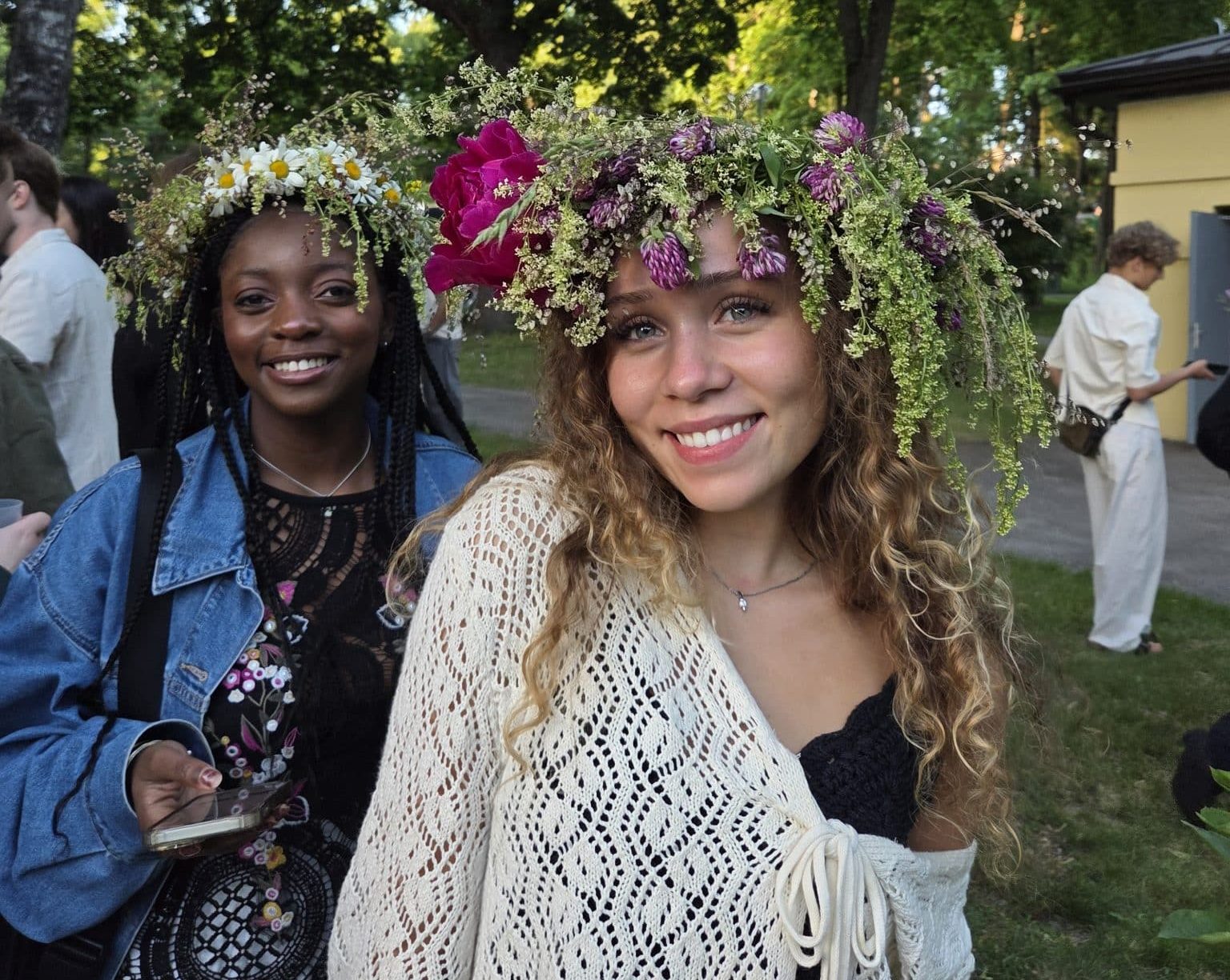 Students attend the ancient Ligo festival in Latvia.