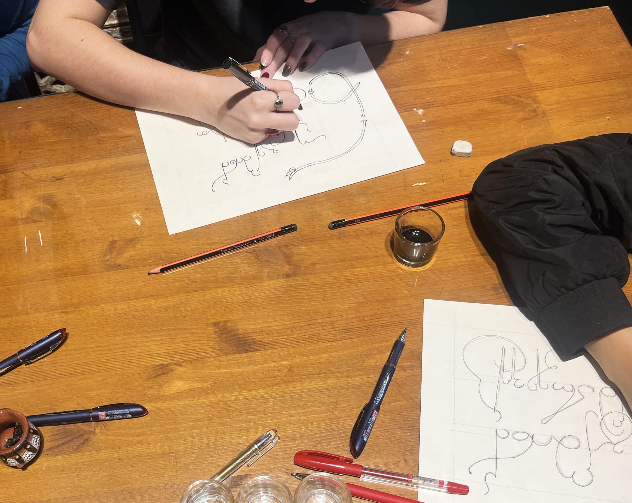 Students in Georgia learn to print Georgia's unique letters.
