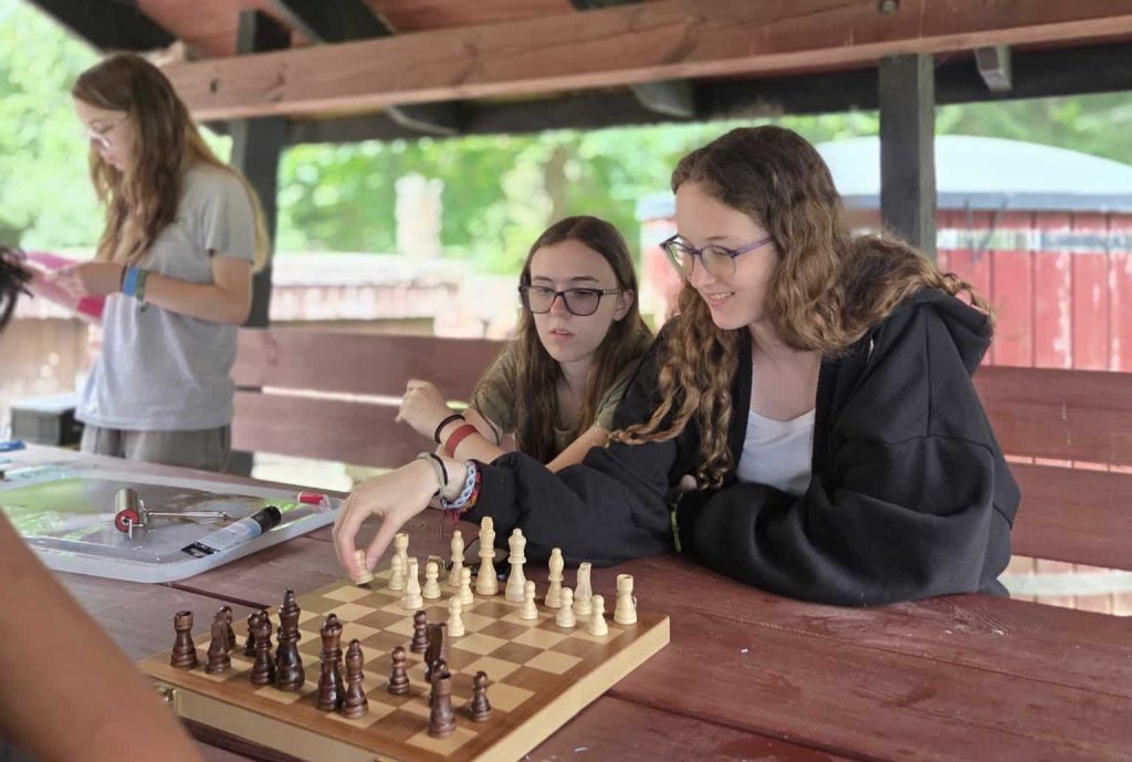 Playing chess with locals in Latvia.