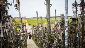 Numerous crosses hang at the Hill of Crosses, Lithuania.