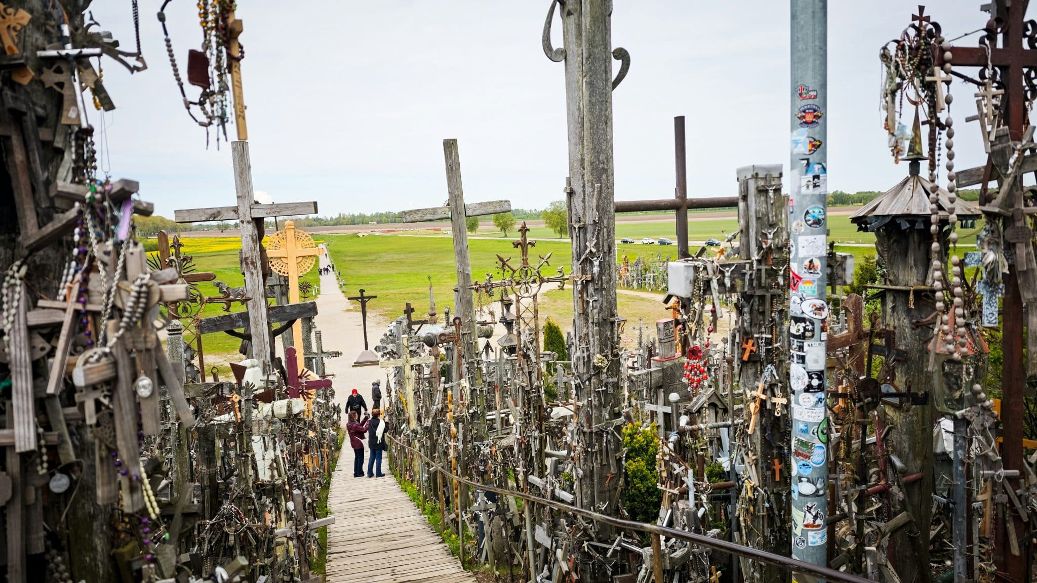 Numerous crosses hang at the Hill of Crosses, Lithuania.