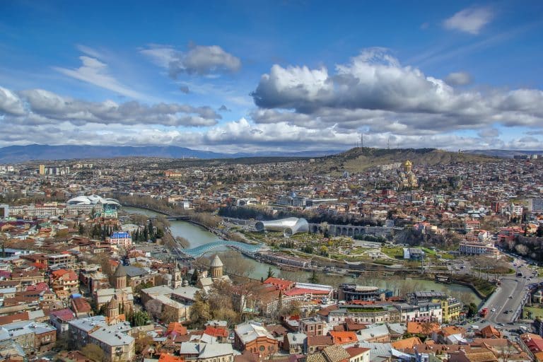 View of Tbilisi from the top of the hill, Georgia